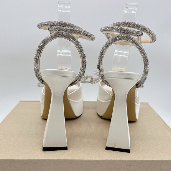 Mach & Mach Wedding Platform Double Bow 140 Silk Ankle-Strap Sandals EU 39 US 9 - Picture 9 of 13